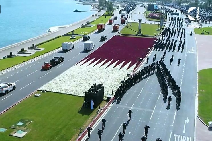 The floral replica of the Qatari National Flag The floral replica of the Qatari National Flag