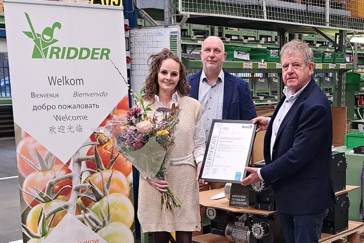 Ridder receives HortiQ certificate Ridder receives HortiQ certificate