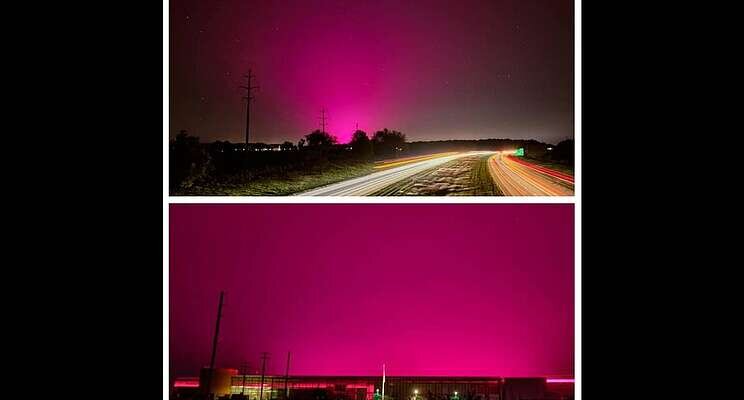 Marijuana greenhouse is behind freakishly pink sunsets seen